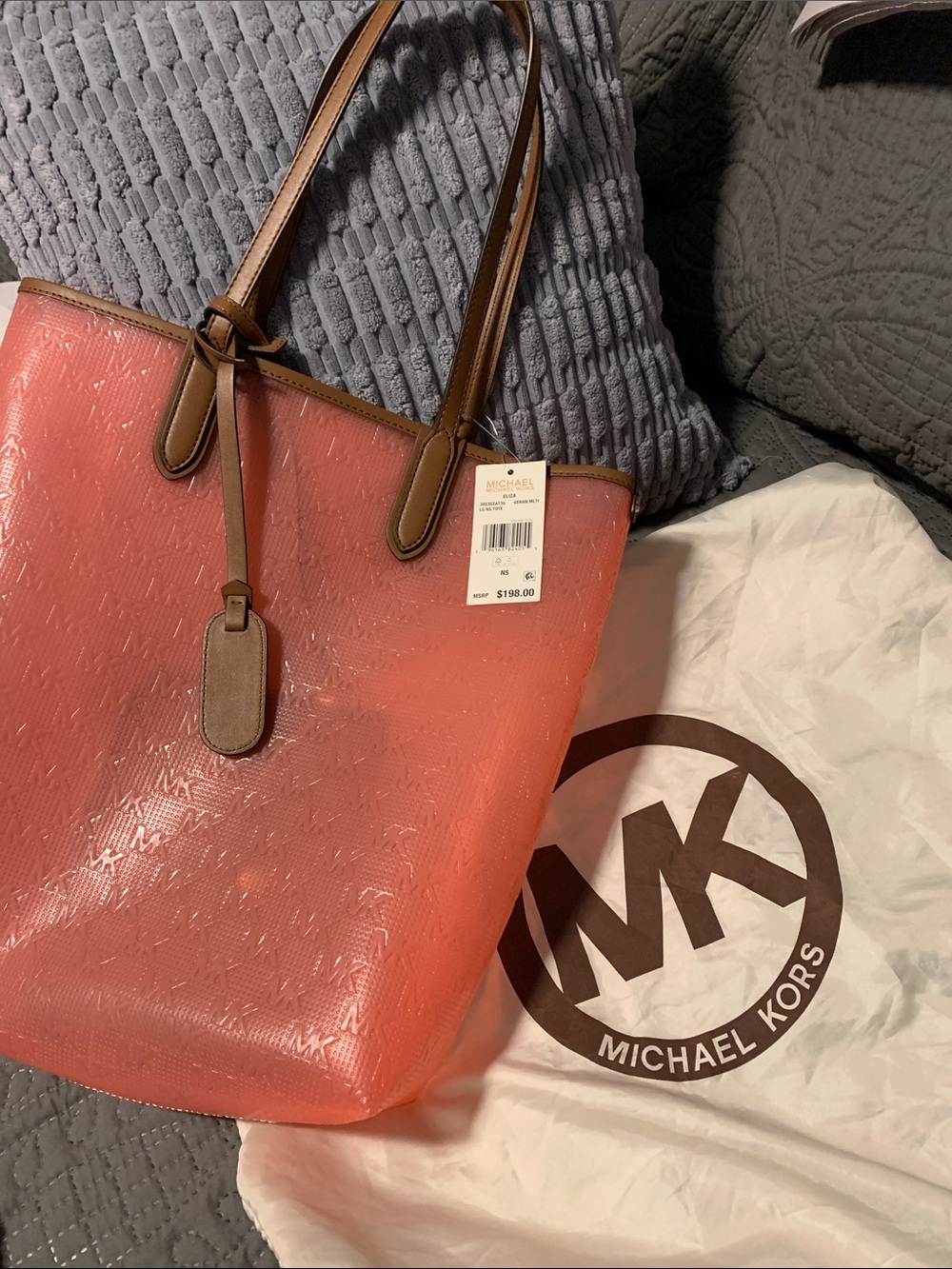 Michael Kors Eliza Tote with Brown Trim and Straps